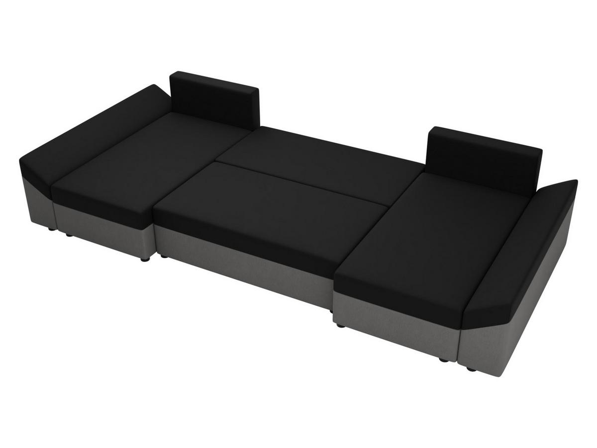 WOHNLANDSCHAFT Dante U Cord - Schwarz/Grau, Holz/Kunststoff (310/82/140cm) - MIRJAN24