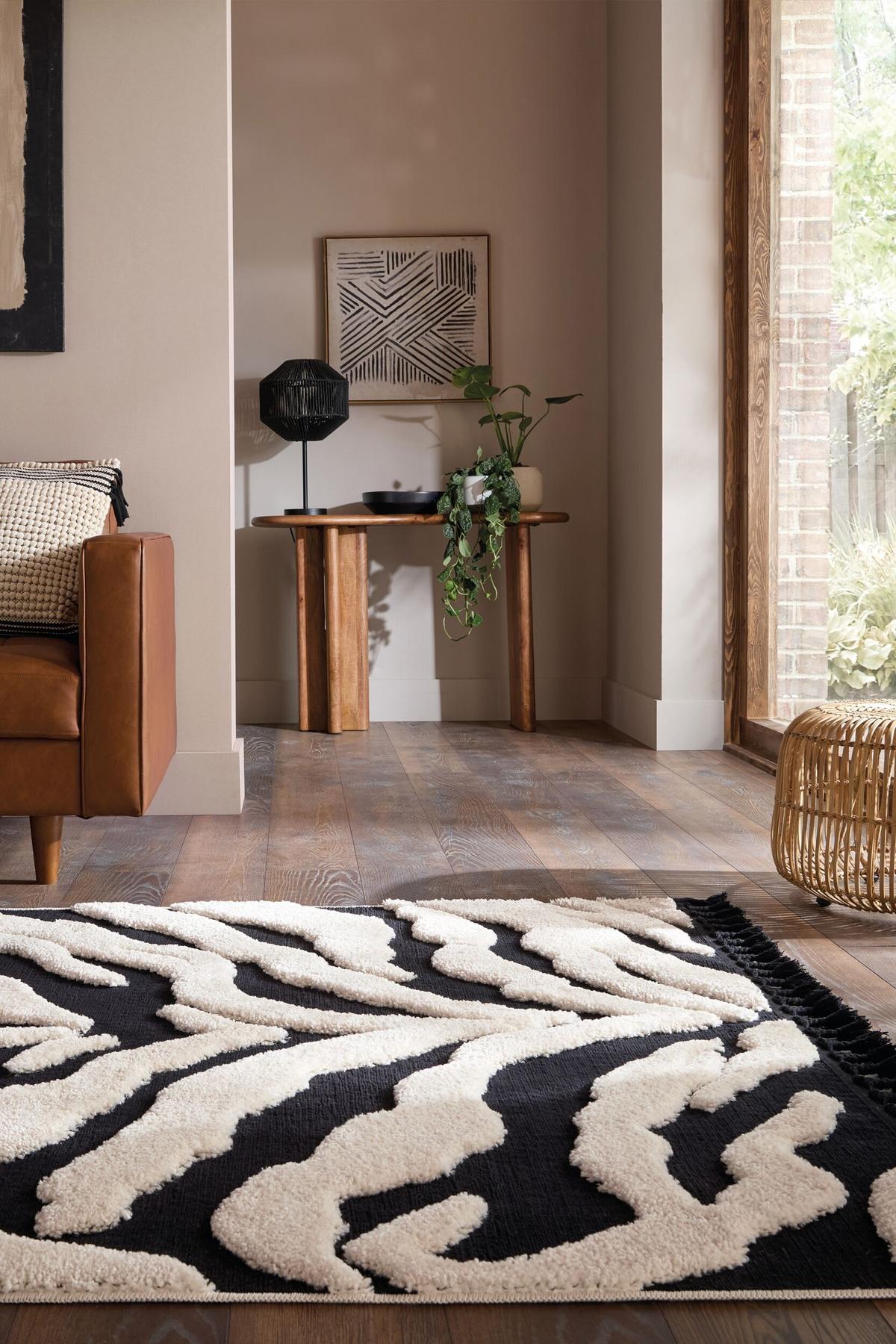 TEPPICH Hochflor mit Fransen MARA in Beige, mit Tier-Motiv, 200 x 300 cm - Beige, Textil (300/200cm) - KADIMA DESIGN