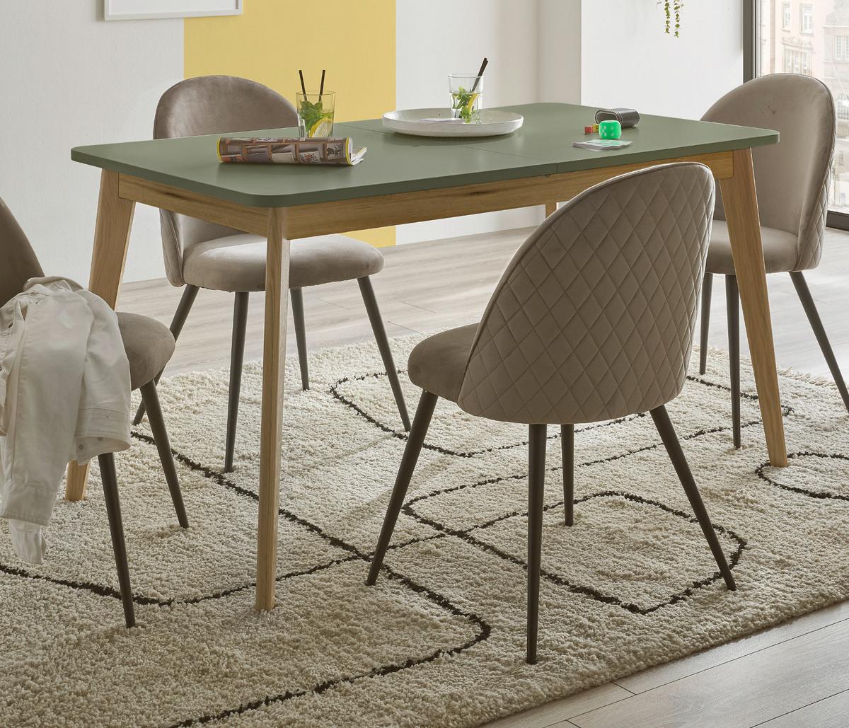 ESSTISCH Salbei, Eiche Evoke, skandinavisch 140 - 180 cm, Küchentisch ausziehbar - Salbeigrün/Eichefarben, Holz/Holzwerkstoff (180/80/75cm) - Furn.Design