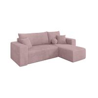 ECKSOFA mit Schlaffunktion Ottomane Rechts SENO-L 249x139x85 Rosa Cord - Schwarz/Rosa, Holzwerkstoff/Kunststoff (249/139cm) - ALTDECOR