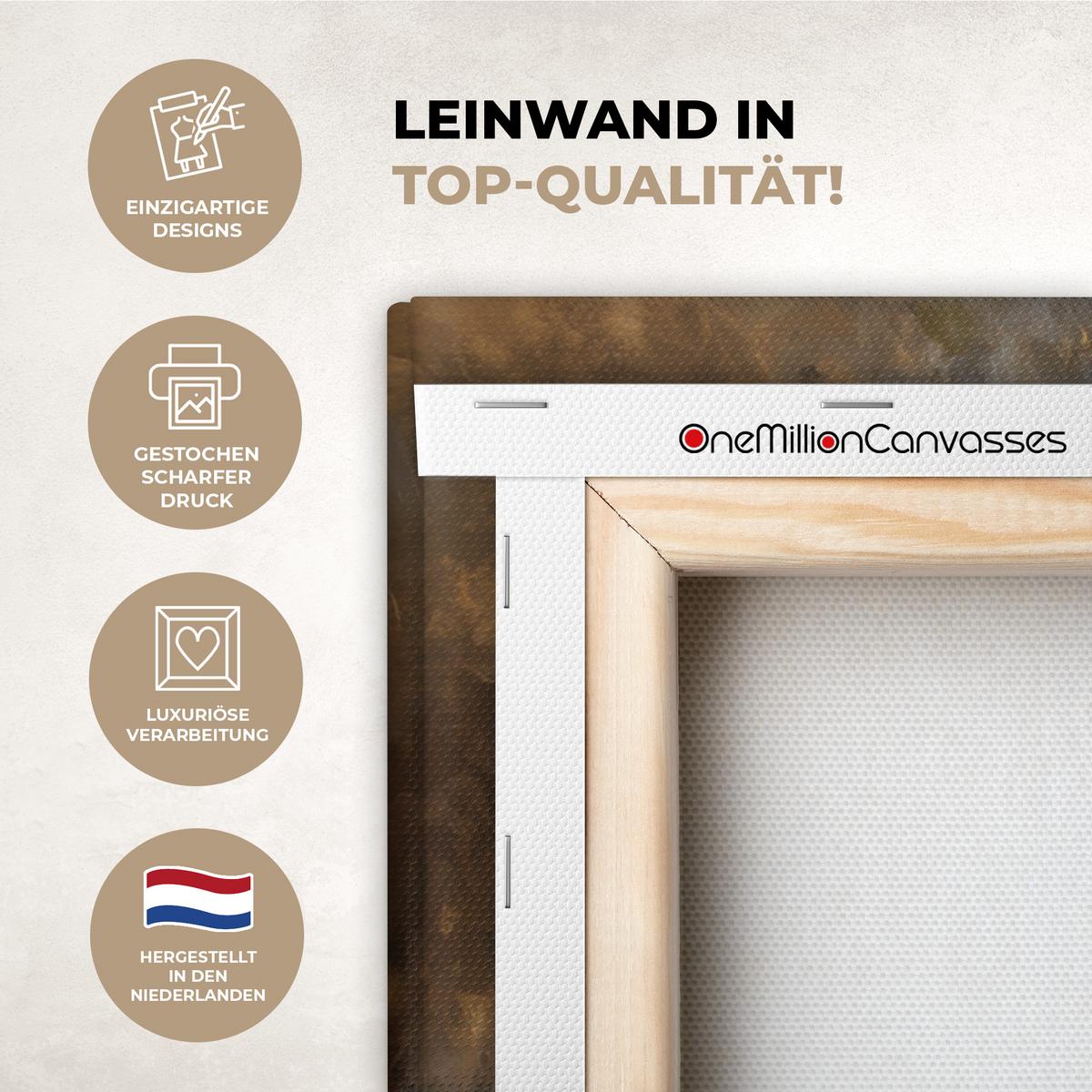 LEINWANDBILD Jesus - Kniend - Waldlandschaft - Betend Groß 140x90 cm - Beige/Hellblau, Textil (140/90cm) - MuchoWow