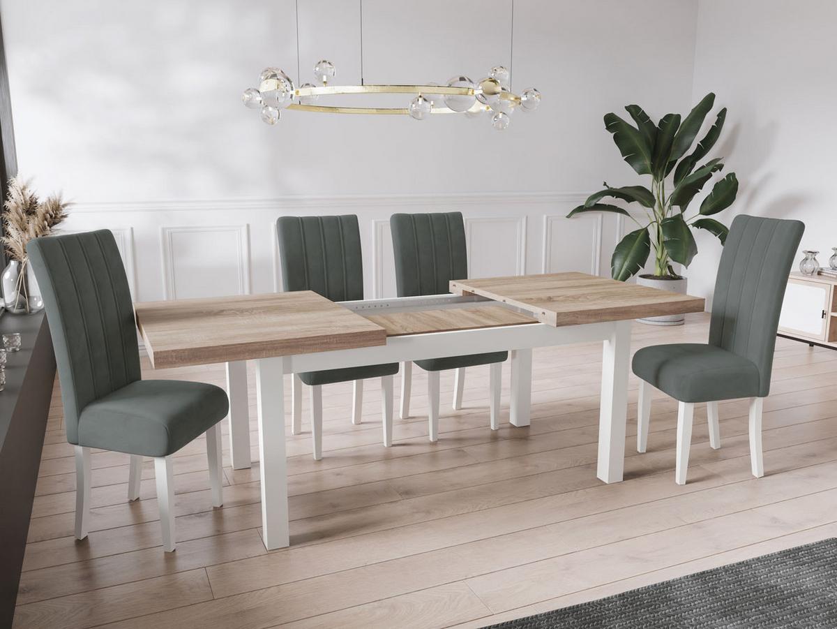 ESSTISCH Avena rechteckig ausziehbar, Sonoma Eiche 160/90/78 - Weiß/Sonoma Eiche, Holz/Holzwerkstoff (90/210/78cm) - WFL GROUP