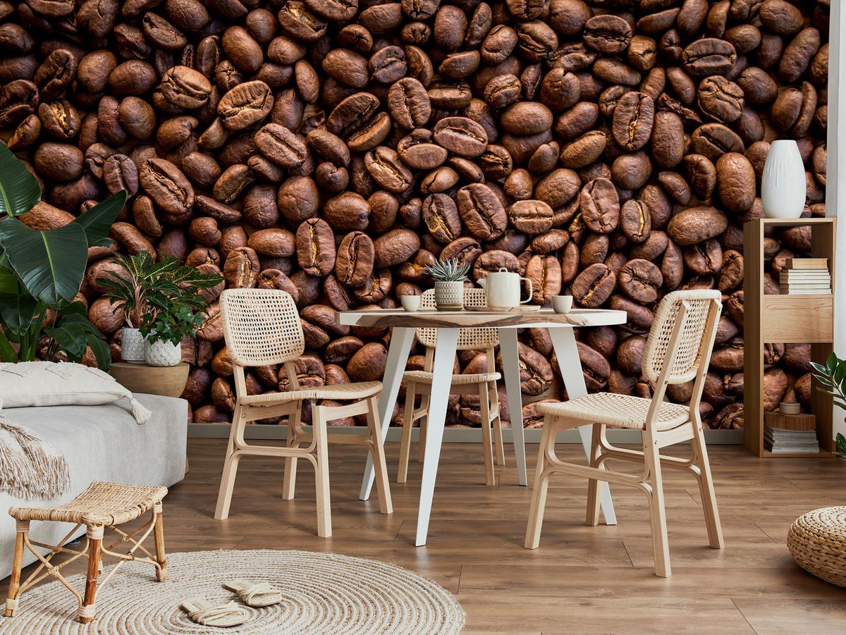 FOTOTAPETE für Esszimmer Kaffee Kaffeebohnen 3D 400x280 - Braun, Papier (400/280cm) - Muralo