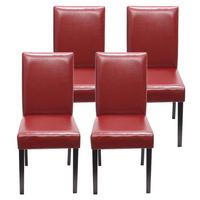 ESSZIMMERSTUHL Rot, Dunkelbraun 4er-Set - Dunkelbraun/Rot, Textil (43/90/56cm) - MCW