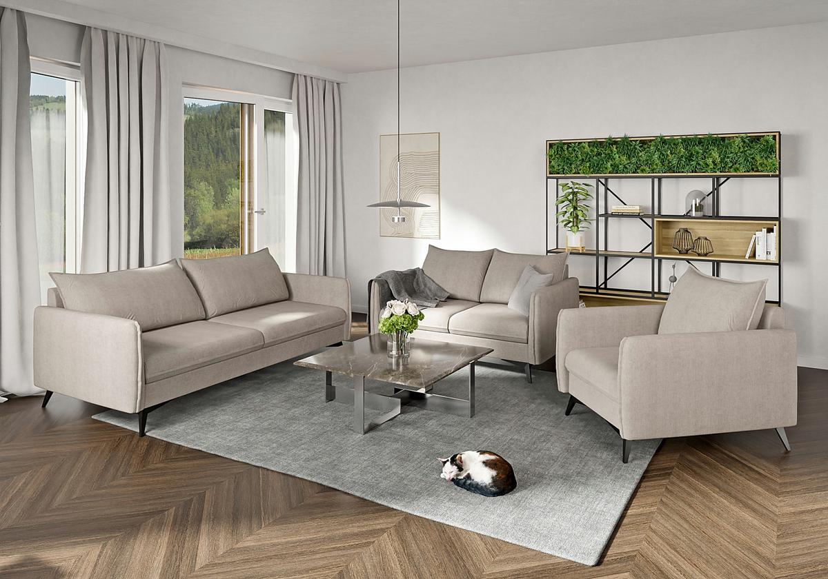 SESSEL Pulse Beige Luxusmicrofaser - Ecru/Beige, Holz/Textil (74/86/31cm) - S-Style Möbel
