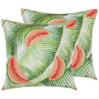 GARTENKISSEN 2er-Set Melonen-Motiv bunt 45/45 cm Lovoleto - Hellgrün, Textil (45/45cm) - Beliani