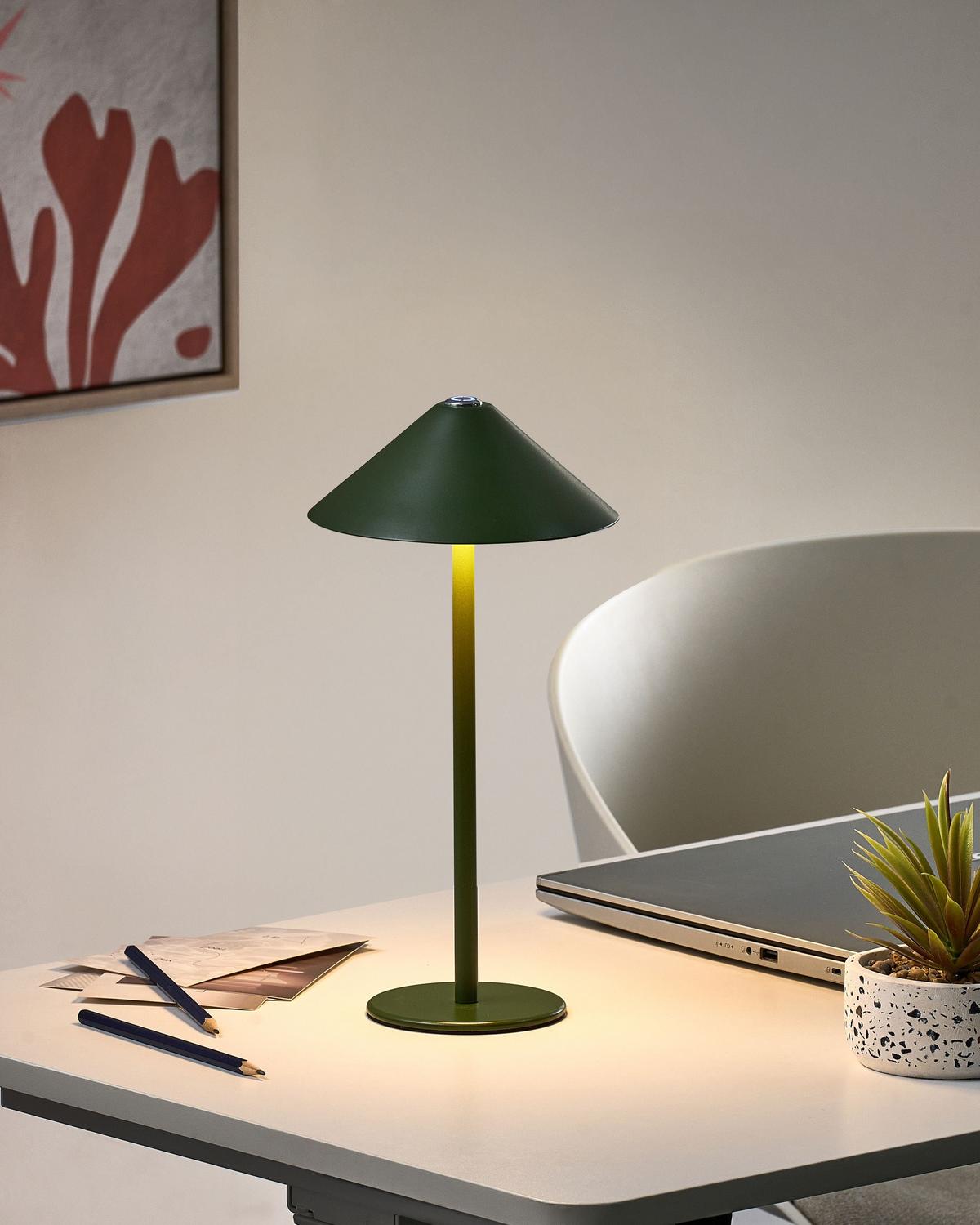 KABELLOSE LED Tischlampe mit Dimmer Metall Grün Modjo - Grün, Metall (18/18/33cm) - Beliani