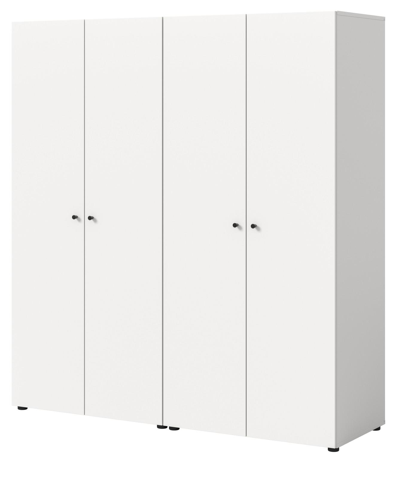 KLEIDERSCHRANK weiß 4-türig 160 cm, Drehtürenschrank mit Kleiderstangen - Schwarz/Weiß, Holzwerkstoff/Kunststoff (160/176/51cm) - Inn.Furn