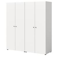 KLEIDERSCHRANK weiß 4-türig 160 cm, Drehtürenschrank mit Kleiderstangen - Schwarz/Weiß, Holzwerkstoff/Kunststoff (160/176/51cm) - Inn.Furn