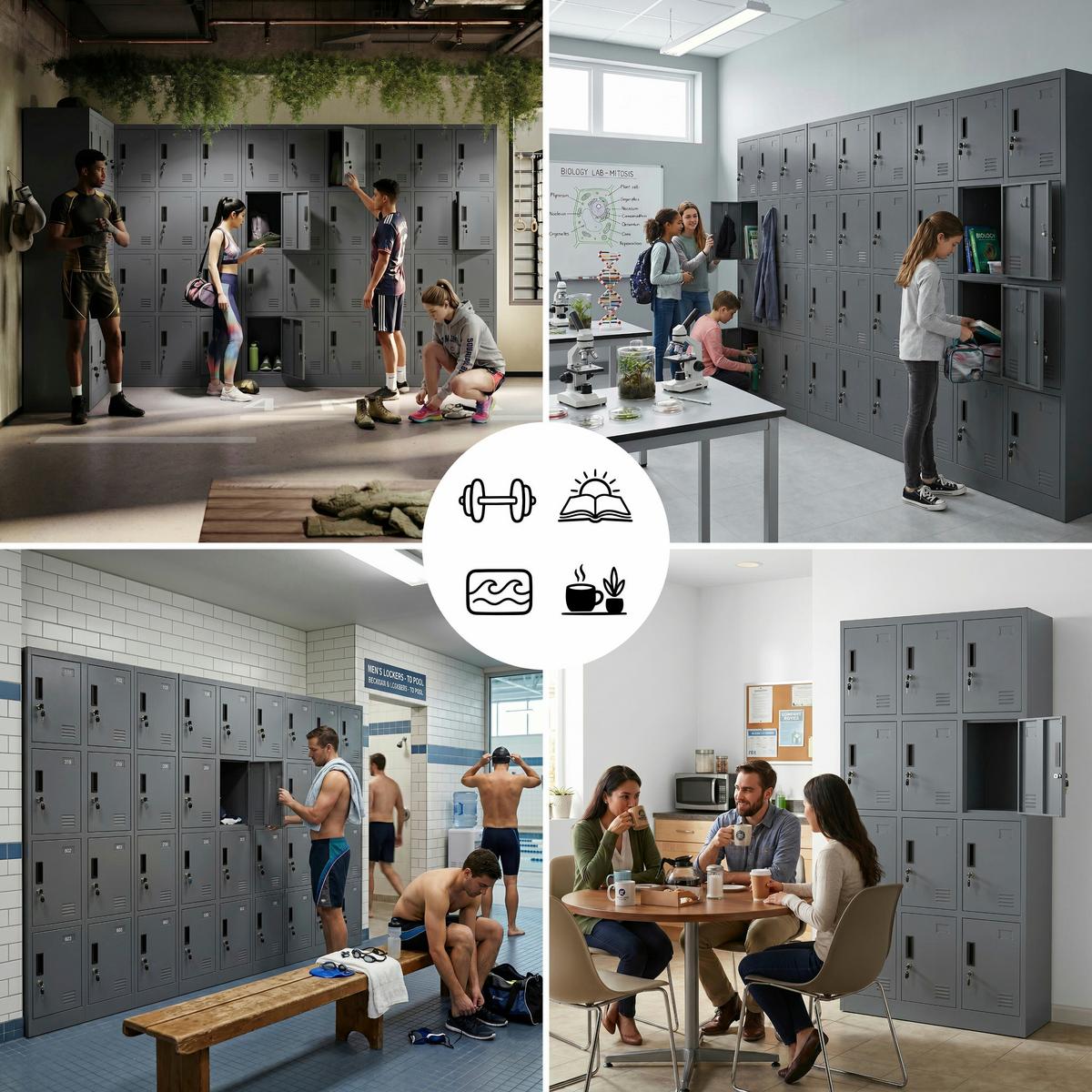 MEHRZWECKSCHRANK mit 12 Fächer Anthrazit Stahl 90x180x40cm - Anthrazit, Metall (90/185/40cm) - Muralo