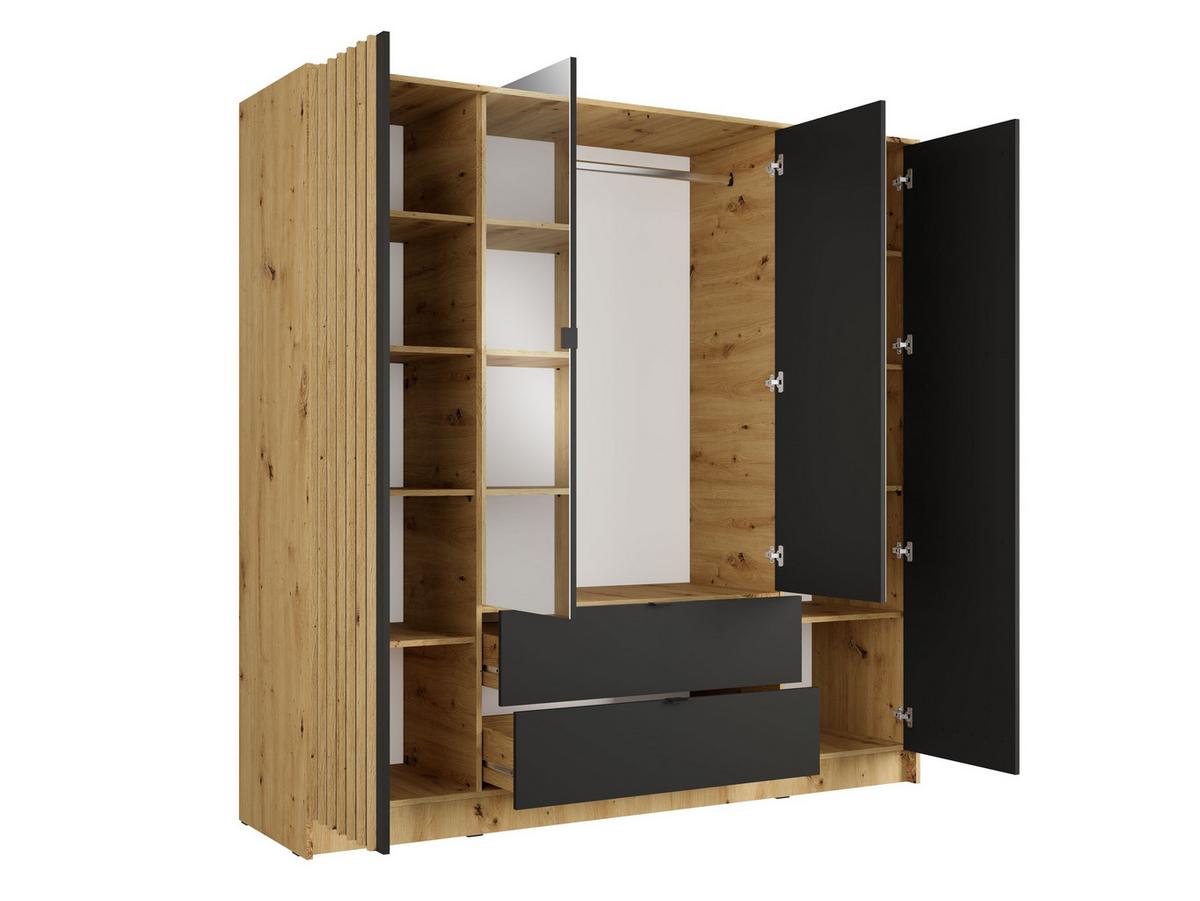 KLEIDERSCHRANK Eiche Artisan, Onyx Schwarz 200/200,5/54,5 - Eiche Artisan, Holzwerkstoff (200/201/55cm) - RAUMHIRSCH FURNITURE