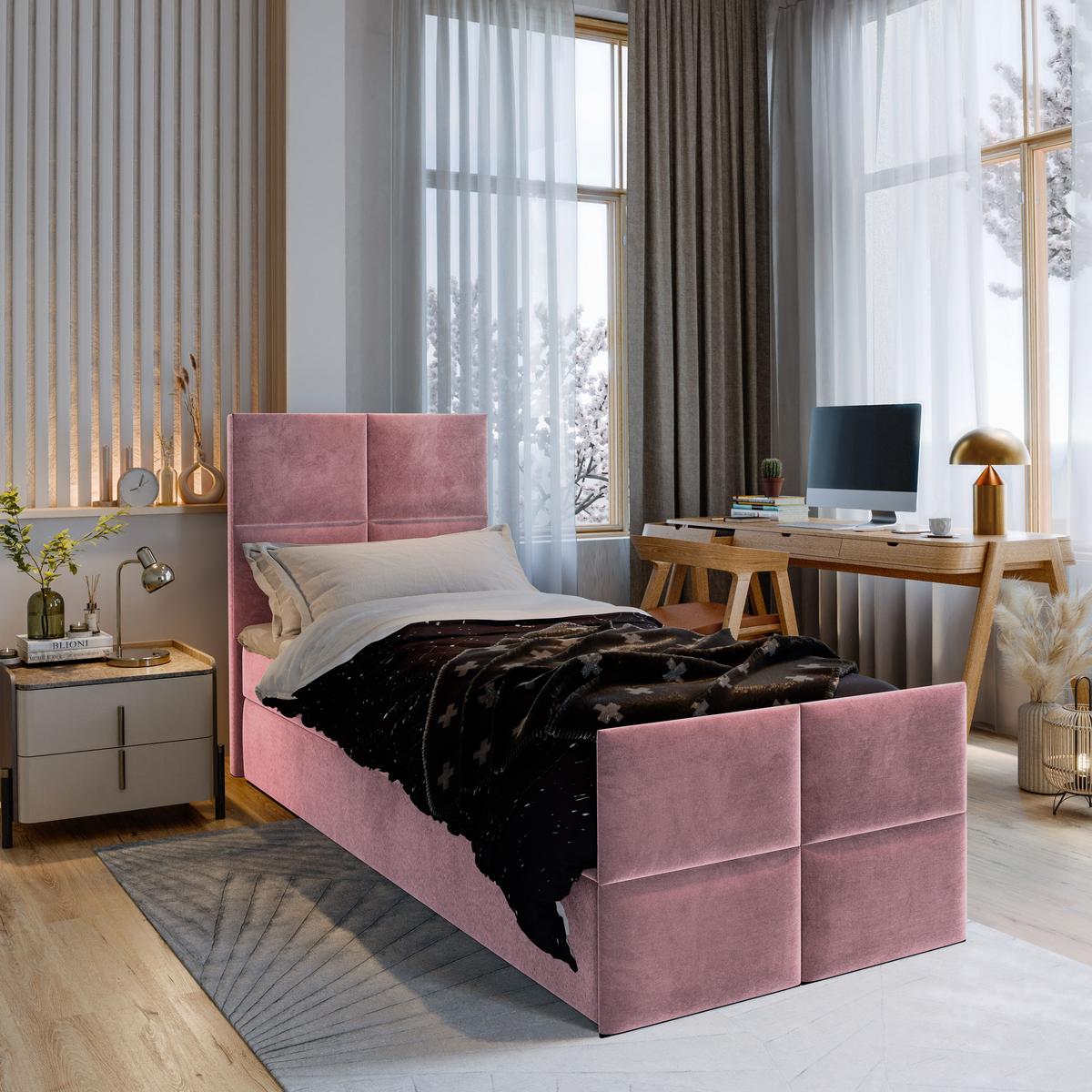 BOXBETT ARIEL 80 80x200 cm mit Matratze und Topper - Rosa - Rosa, Holz (80/200cm) - MASSENO