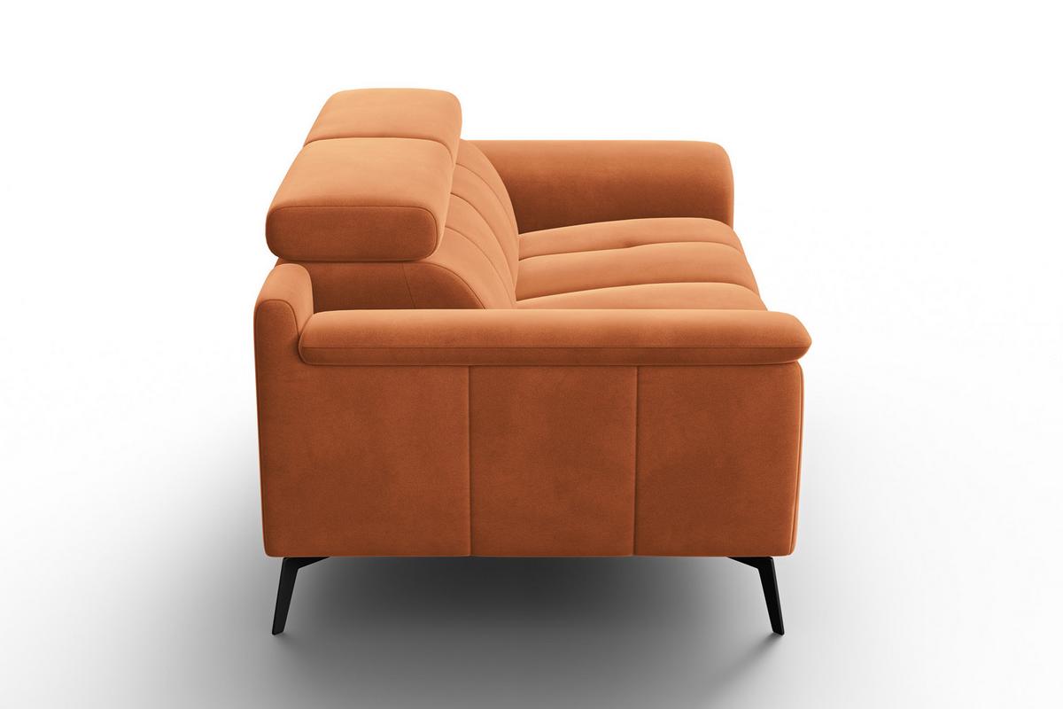 SOFA FIERO 2-Sitzer, Oranger Veloursstoff - Schwarz/Orange, Holz/Textil (170/82/103cm) - Courtois Laville