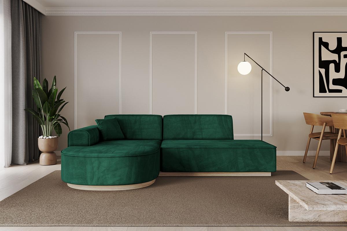 ECKSOFA Ottomane Links ARRIO-L1 - 243x171x83 cm Dunkelgrün - Grün, Holzwerkstoff/Textil (243/171cm) - ALTDECOR