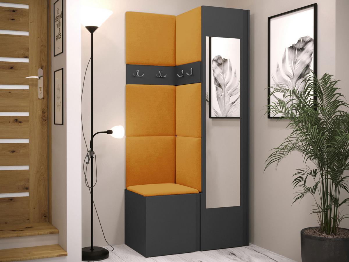 GARDEROBEN-SET Orion XXV - Graphitfarben/Orange, Holzwerkstoff/Kunststoff (82/186/46cm) - MIRJAN24