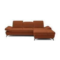 ECKSOFA FELICE R-S Orange Geflochtener Stoff mit Schlaffunktion - Orange, Holz (284/166cm) - MASSENO