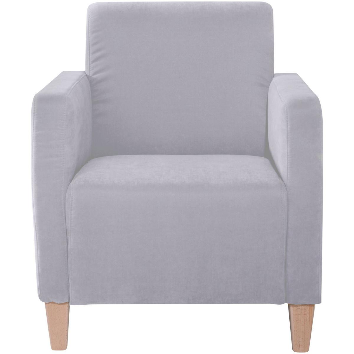 SESSEL Karol Bezug Veloursstoff Buche natur / silber - Grau, Kunststoff (71/81/70cm) - 58aufmkessel