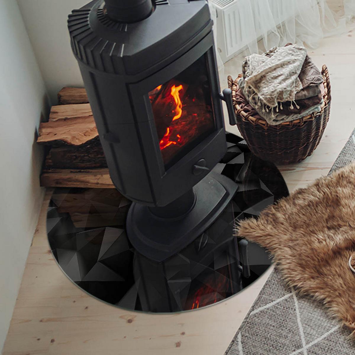 GLASPLATTE für Kamin Ø 70 cm - Schwarz, Glas (70/70/0.4cm) - TULUP