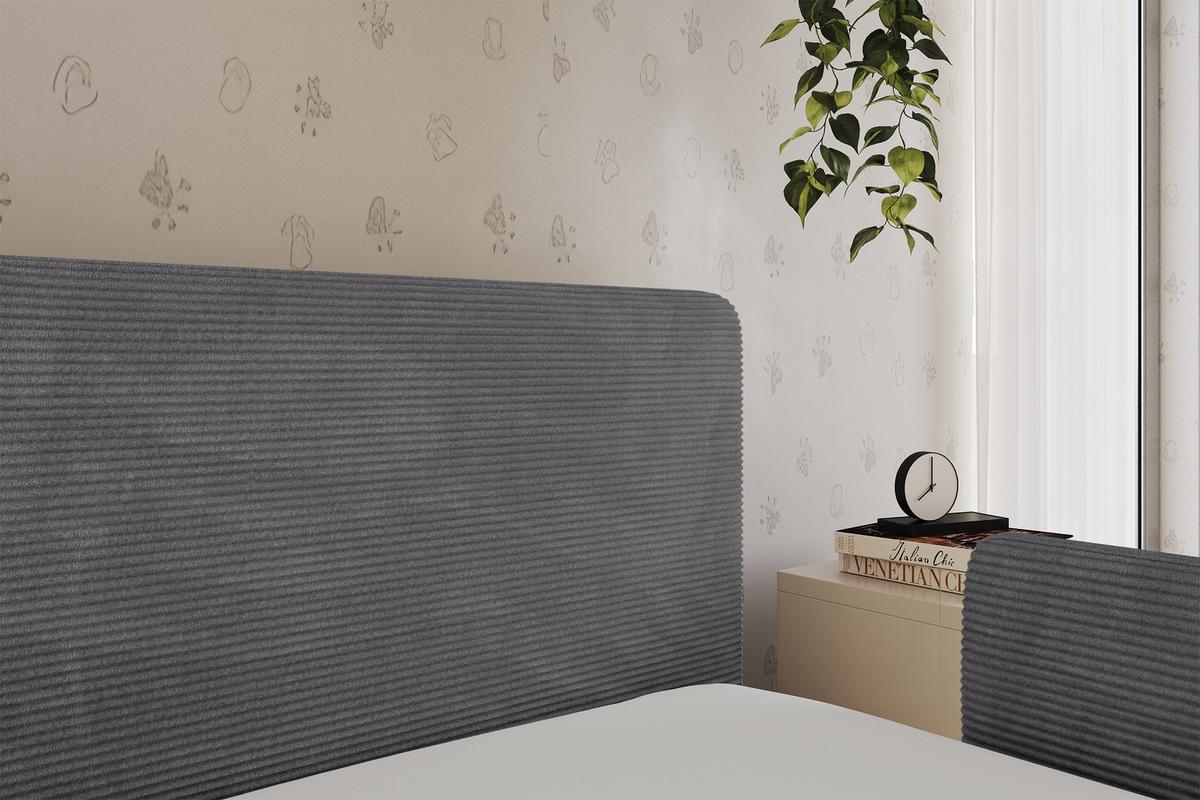 EINZELLBETT Jugendbett mit Bettkasten und Matratze H3/H4, Links - NORY 100x200 Dunkelgrau - Graphitfarben, Holzwerkstoff/Textil (100/200cm) - ALTDECOR