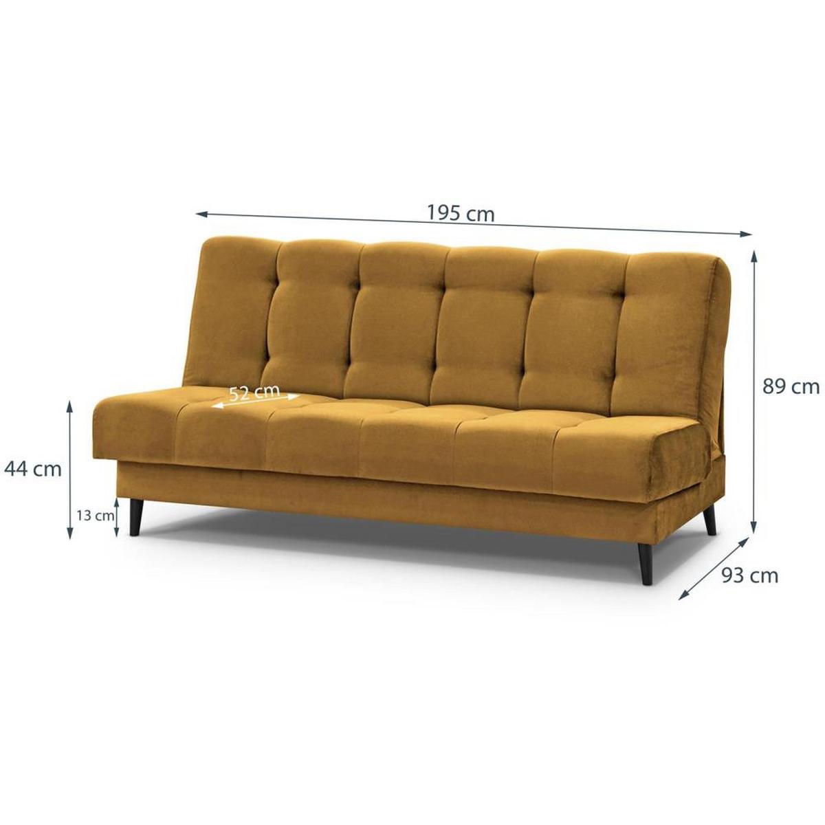 3-SITZER Schlafsofa Nancy gelb - Gelb, Holz/Textil (220/89/93cm) - Beautysofa