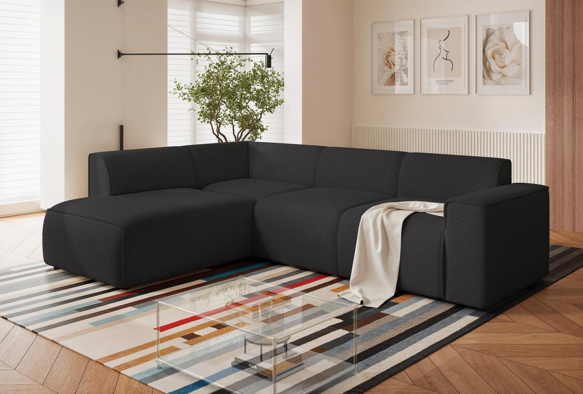 ECKSOFA ZAVO Links Feiner Mischstoff in Anthrazit - Anthrazit, Kunststoff/Textil (310/218cm) - Idohome