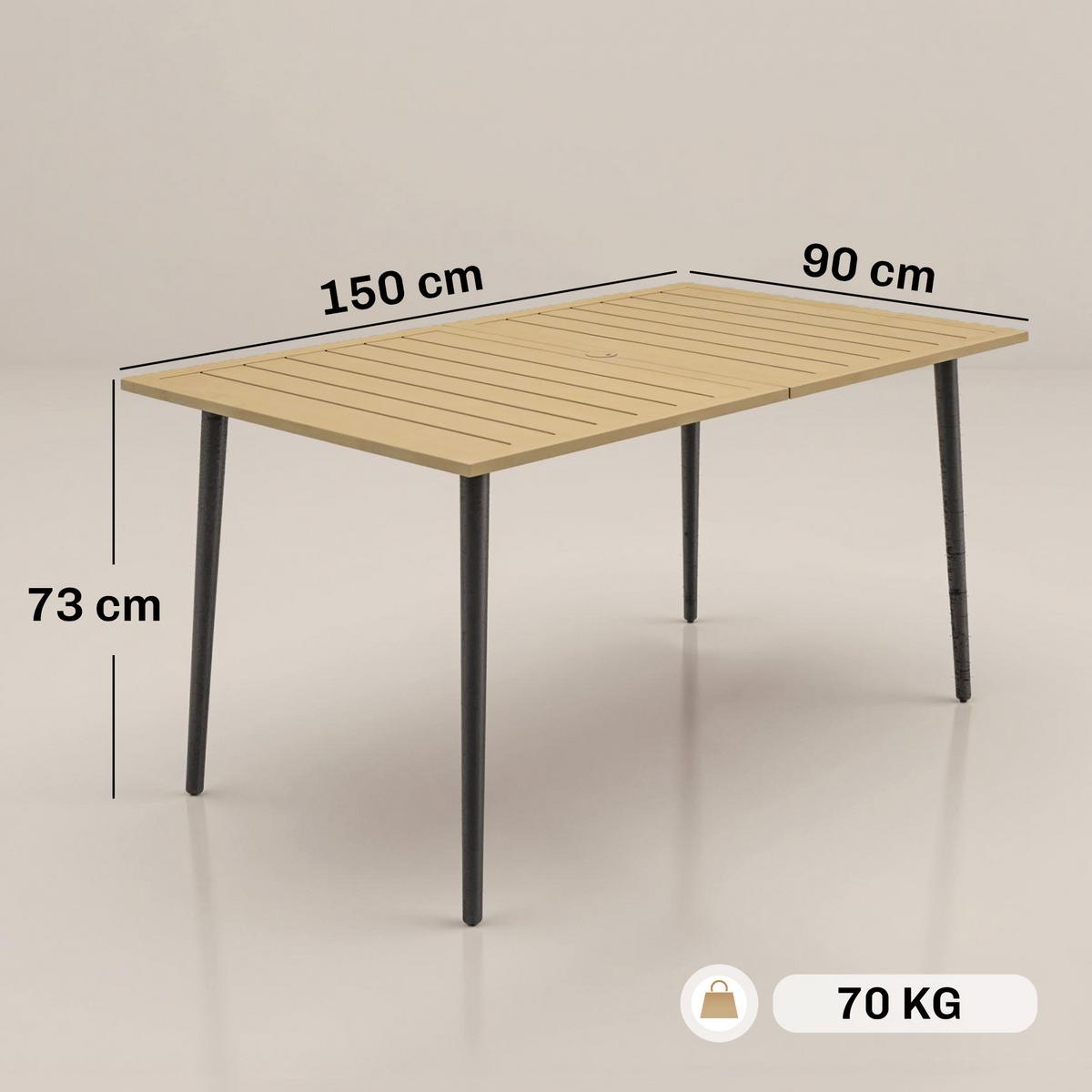 GARTENTISCH rechteckig 150/90/73 cm Braun - Braun, Metall (150/90/73cm) - Outsunny