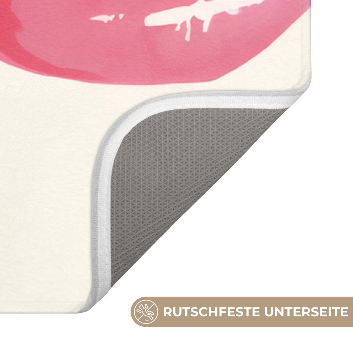BADEMATTE Lippen - Bunt - Glänzend 60x90 cm - Rosa, Textil (60/90cm) - OnlyWow
