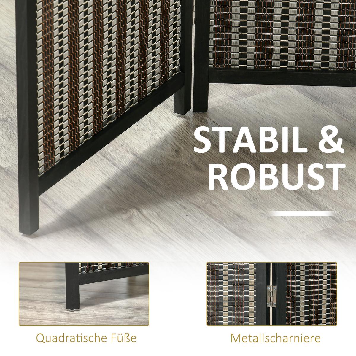 PARAVENT 4-teilig 180 x 180 cm, Braun - Braun, Holzwerkstoff (1.9/180/1.9cm) - HOMCOM