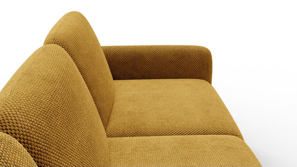 ECKSOFA FEBE 4-Sitzer links, dunkelgelb - Gelb/Schwarz, Holz/Textil (264/157cm) - Wozimo