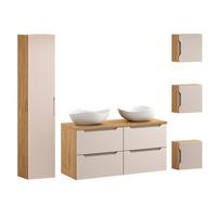 BADMÖBEL 120cm Mallory 2er-Set Beige und Holz - Beige, Holzwerkstoff (120/59.5/46cm) - Petits-meubles