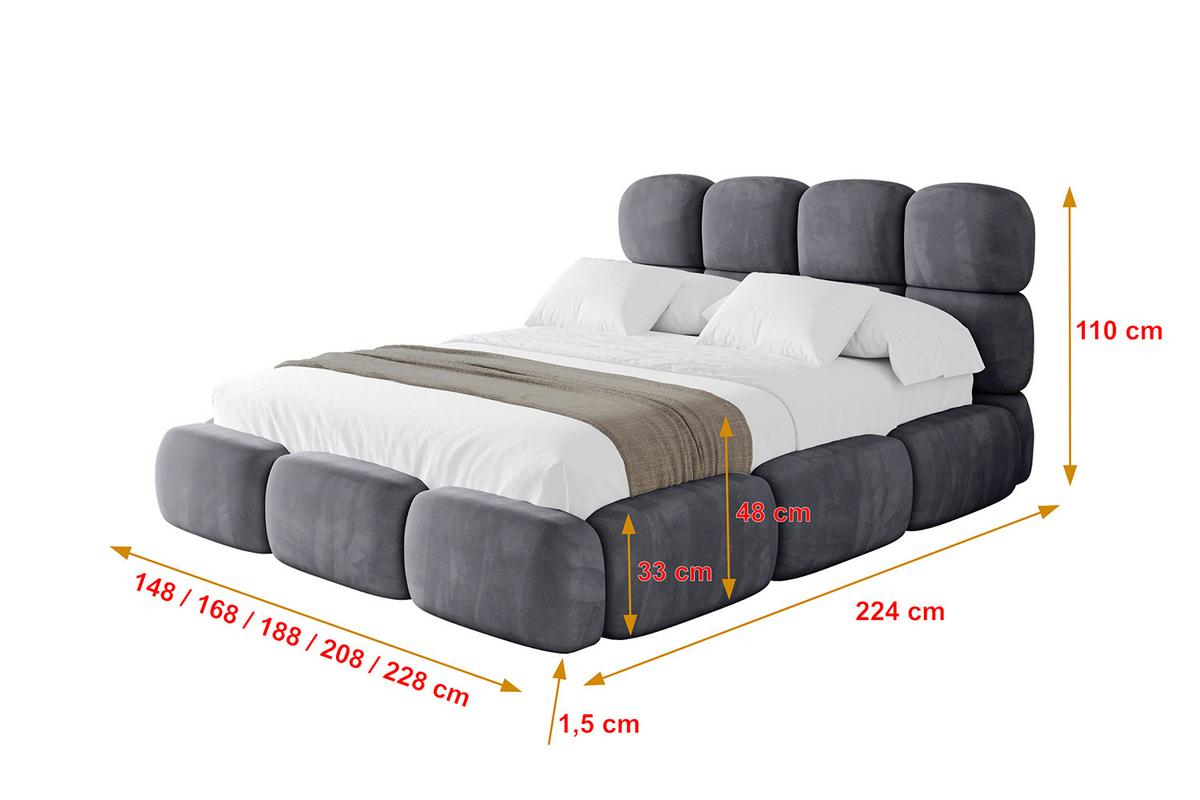 POLSTERBETT mit Bettkasten und Lattenrost, Bett mit Matratze H3/H4 - NOMA 180x200 Dunkelgrau - Dunkelgrau, Holzwerkstoff/Textil (180/200cm) - ALTDECOR