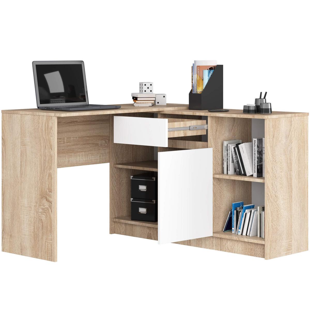 SCHREIBTISCH Eiche Sonoma, Weiß 79/120/126 - Weiß, Holzwerkstoff (155/85/79cm) - RAUMHIRSCH FURNITURE