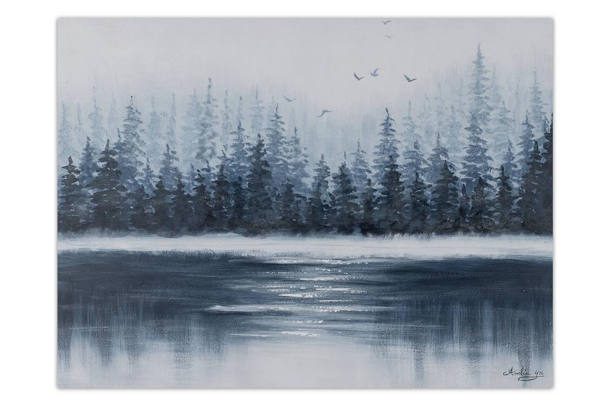 ACRYLBILD HANDGEMALT 100/75 cm - Blau/Weiß, Holz/Textil (100/75cm) - KUNSTLOFT