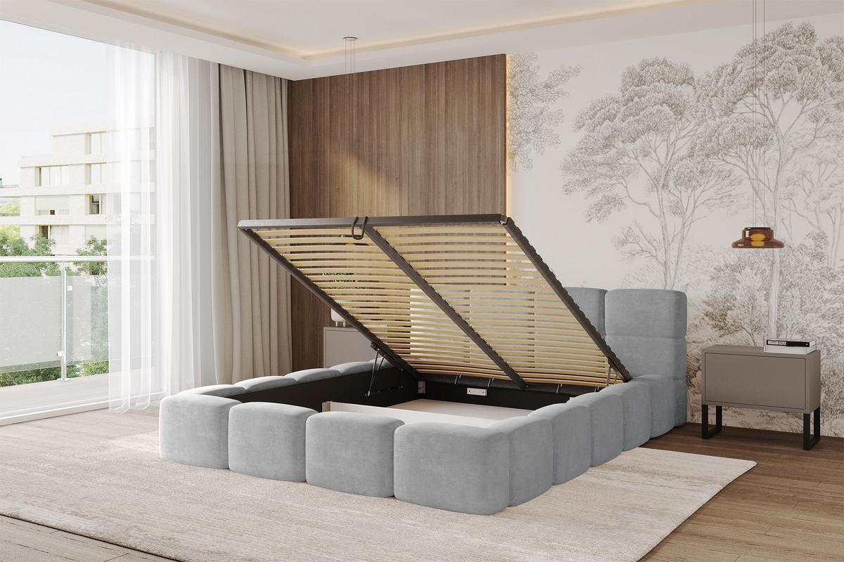 POLSTERBETT mit Bettkasten und Lattenrost, Bett mit Kopfteil, Boxbett ohne Matratze, Doppelbett mit Stauraum - NATA-v1 200x200 Grau - Anthrazit, Holzwerkstoff/Textil (200/200cm) - ALTDECOR