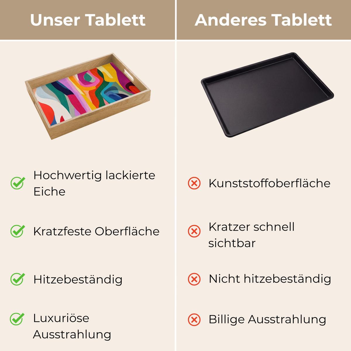 TABLETT Abstrakt - Bunt - Wellen - Linien 40x30 cm - Multicolor, Holz (40/5/5cm) - OnlyWow