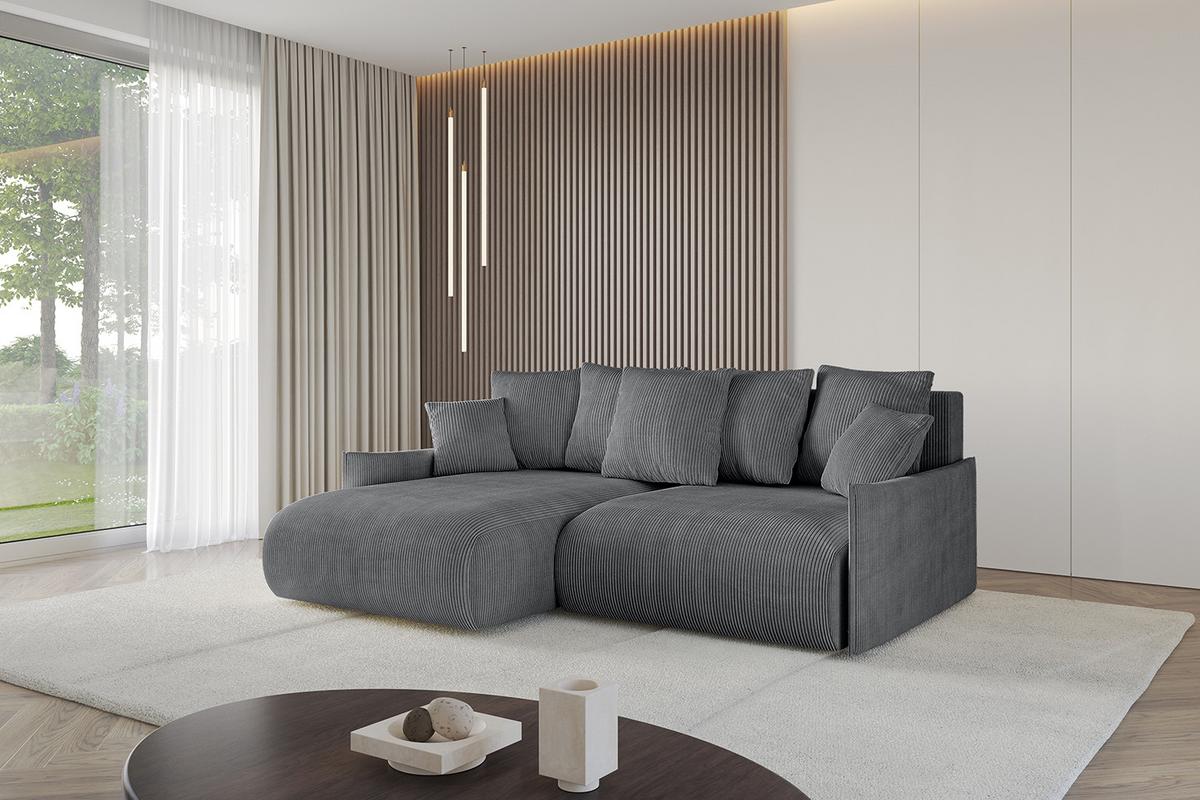 ECKSOFA Ottomane links ONESK-L -v1 216x177x72 Dunkelgrau Cord - Dunkelgrau, Holzwerkstoff/Kunststoff (216/177cm) - ALTDECOR