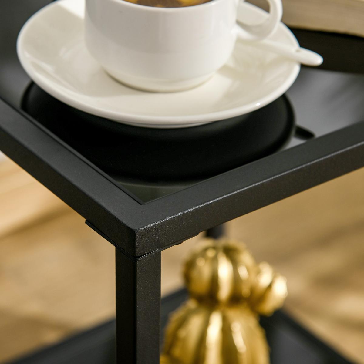 BEISTELLTISCH mit gehärteten Glasplatten - Schwarz, Glas (40/40/50cm) - HOMCOM