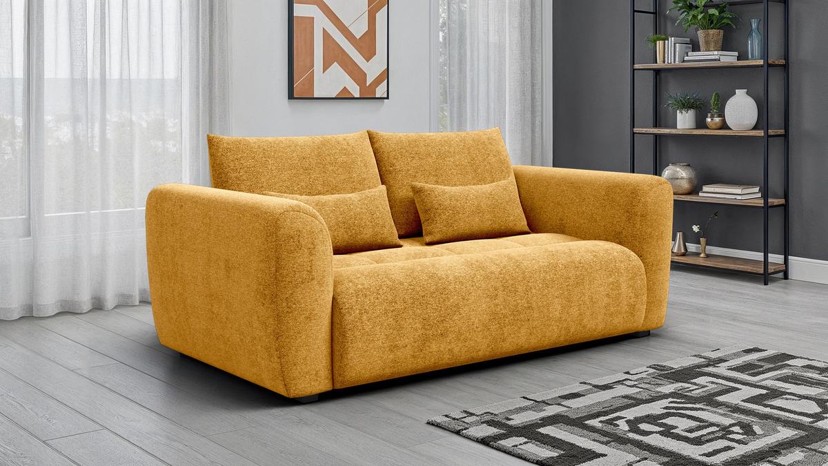 SOFA SORENO 3-Sitzer, gelb - Gelb/Schwarz, Holz/Textil (214/94/114cm) - Wozimo