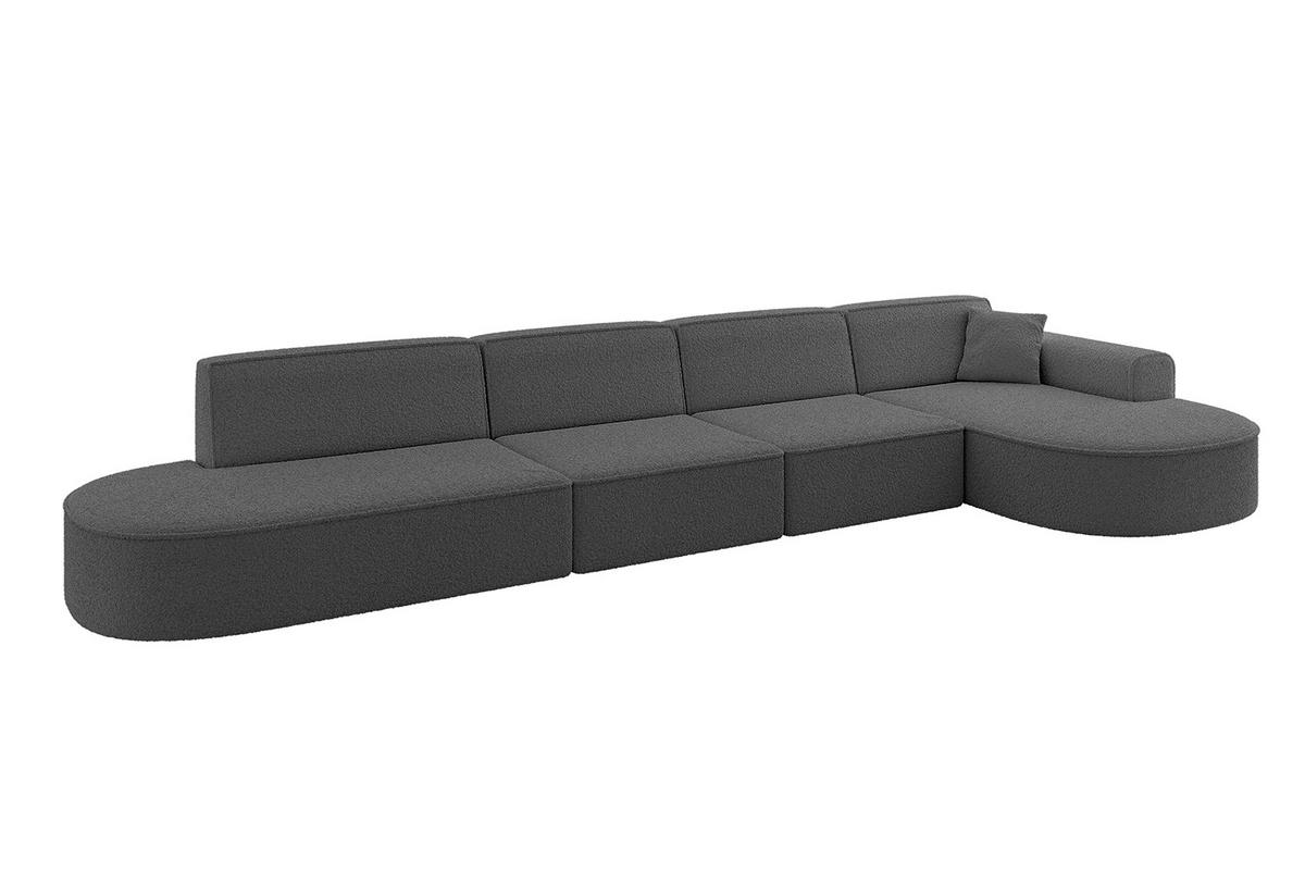 ECKSOFA Ottomane Rechts MARI-L3 - 413x171x79 cm Grau Bouclé - Schwarz/Grau, Holzwerkstoff/Kunststoff (171/413cm) - ALTDECOR
