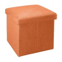 SITZHOCKER mit Stauraum 30/30/30 cm (Orange) - Orange, Textil (38/38/38cm) - Intirilife