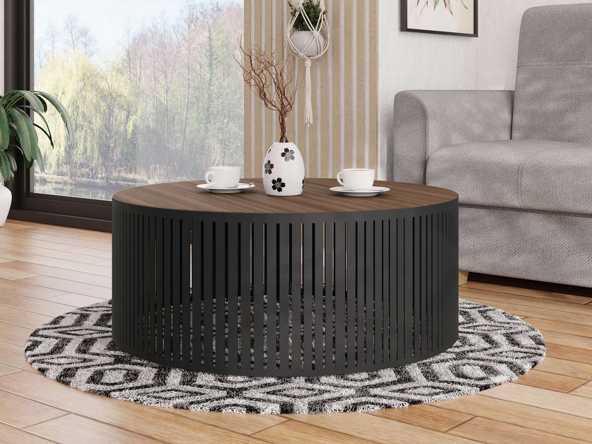 COUCHTISCH Velede - Nussbaumfarben/Schwarz, Holzwerkstoff/Metall (75/75/30cm) - MIRJAN24