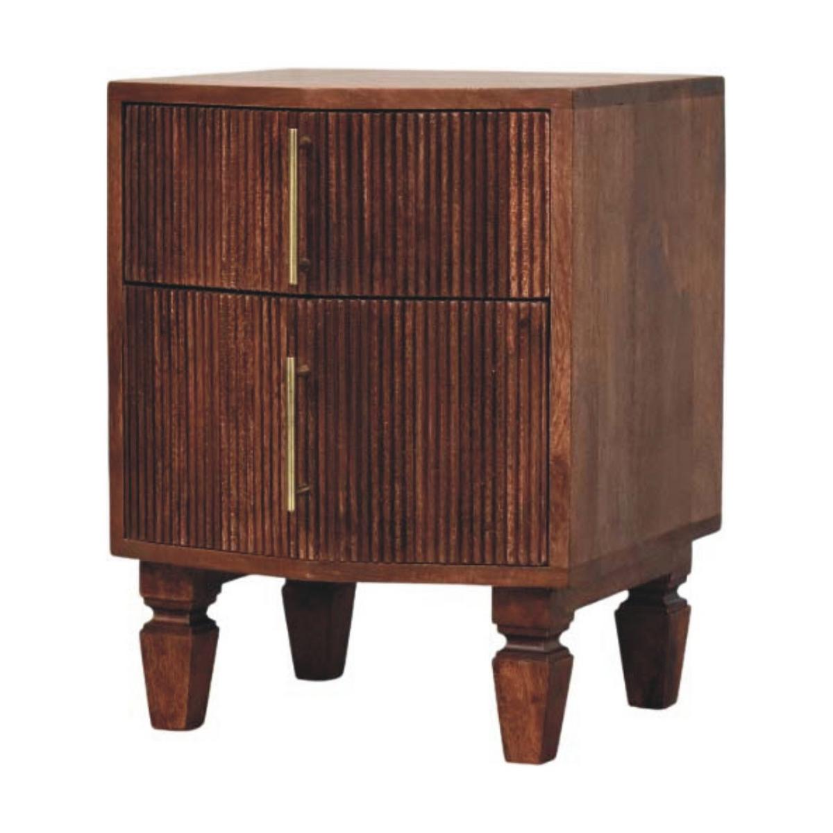 NACHTTISCH mit Amber-Eichen-Finish, 2 Schubladen, T-Bar-Griffe, geröstetes Braun - Braun, Holz (42/55/40cm) - Artisan Furniture