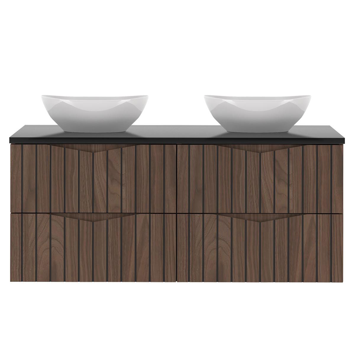 DOPPELWASCHTISCH 120.6cm Siena Holz und Schwarz - Schwarz, Holzwerkstoff (120.6/52.2/46.5cm) - Petits-meubles