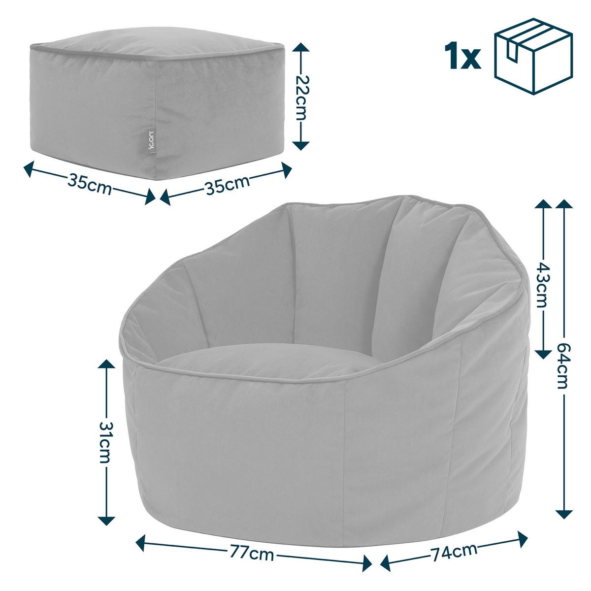 SITZSACK-SESSEL Sirena mit Hocker - Grau, Textil (77/64/74cm) - icon