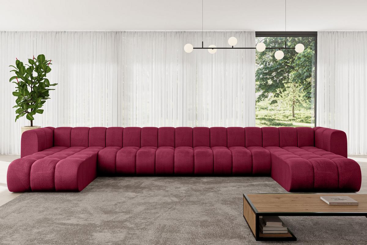 WOHNLANDSCHAFT modulares Sofa Joren-U3 - 501x177x70 cm Bordeauxrot - Bordeaux, Holzwerkstoff/Textil (501/70/177cm) - ALTDECOR