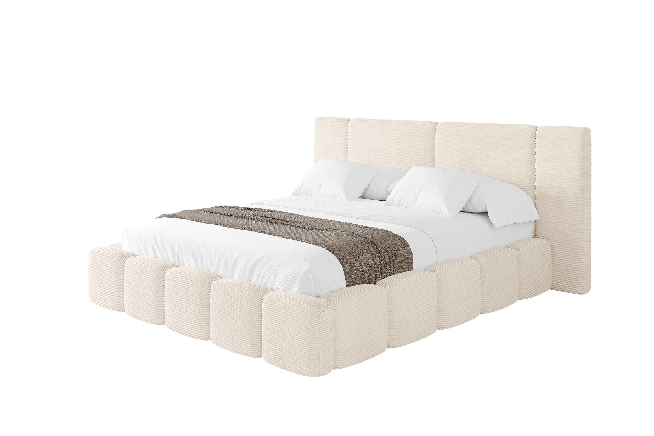 POLSTERBETT mit Bettkasten und Lattenrost, Boxbett ohne Matratze - NILO 120x200 Beige - Creme, Holzwerkstoff/Textil (120/200cm) - ALTDECOR