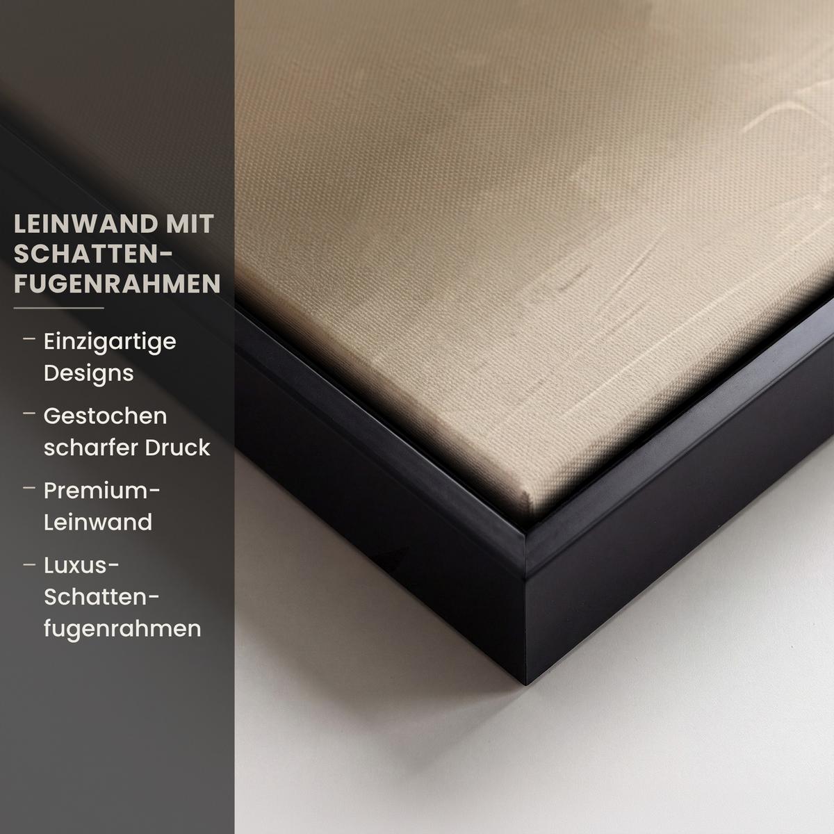 LEINWAND Bilder mit Rahmen - Weihnachten - Weihnachtsbaum - Schnee - Kunst - 90x90 - Champagner, Textil (90/90cm) - MuchoWow