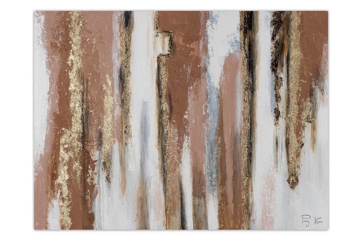 ACRYLBILD HANDGEMALT 100/75 cm - Weiß/Braun, Holz/Textil (100/75cm) - KUNSTLOFT