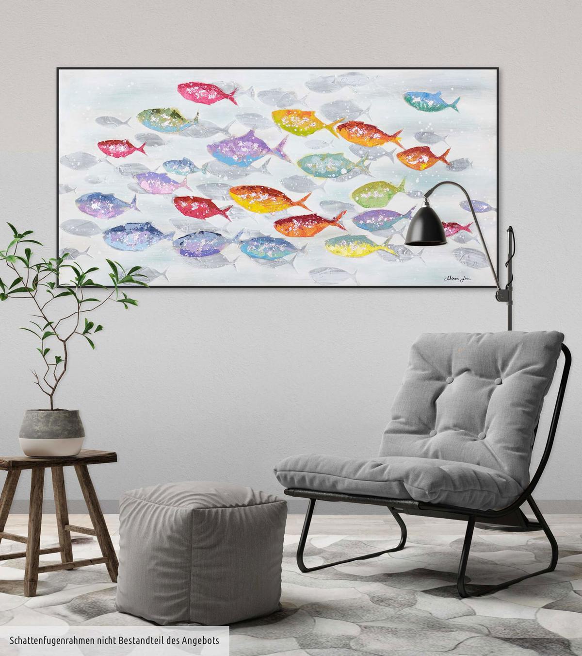 ACRYLBILD HANDGEMALT 120/60 cm - Multicolor/Weiß, Holz/Textil (120/60cm) - KUNSTLOFT