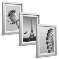 BILDER SET 3er Set - 20x30 cm Silberner Rahmen - Rose Eiffelturm Riesenrad - Silberfarben, Kunststoff (20/30cm) - TULUP